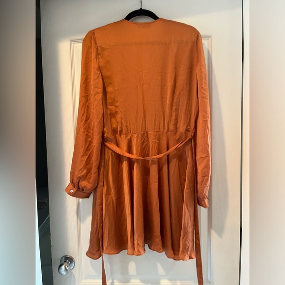 JJD KITTENISH Long Sleeve Orange Wrap Dress - Picture 7 of 8